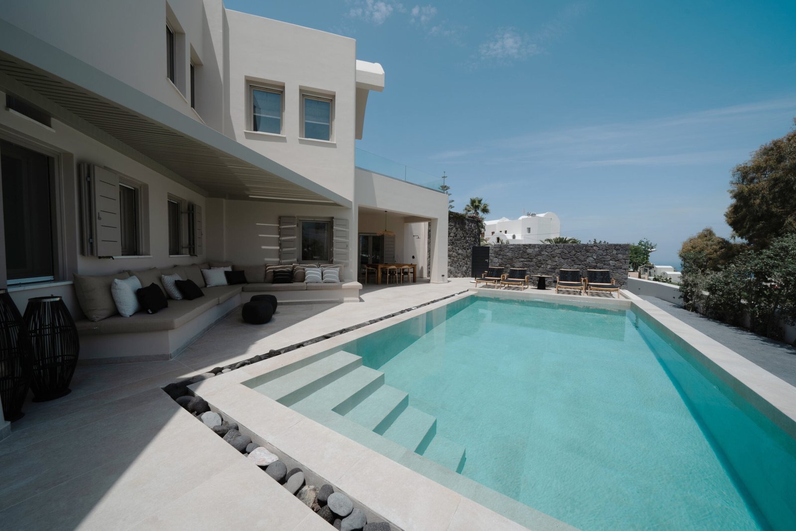 pool view at santorini villa