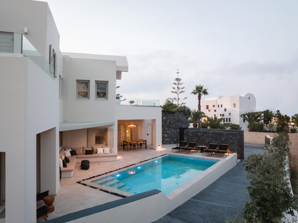 pool view in santorini villa